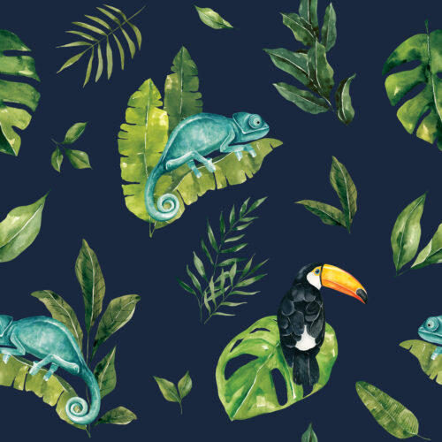 Chameleon Foliage NavyBlue