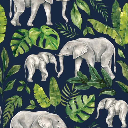 Elephant Foliage NavyBlue