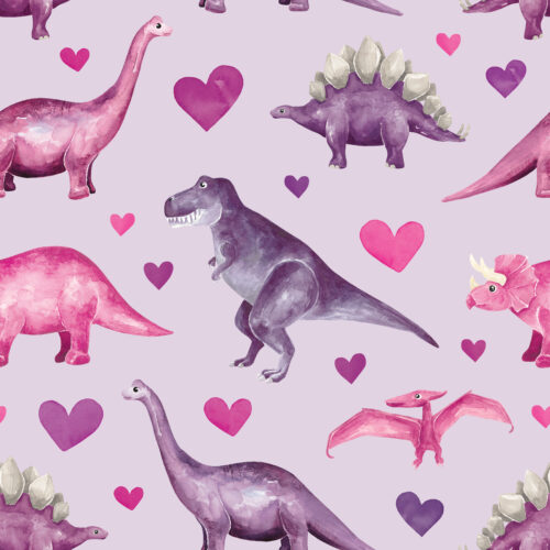 ValentineDinos Hearts LightPurple