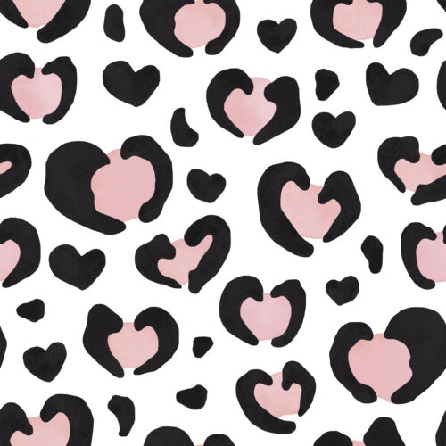 Valentines Pink and Black Leopard Print Hearts