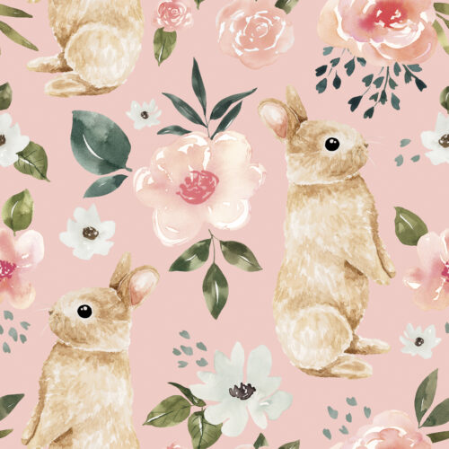 Pink Vintage Spring Bunny Floral