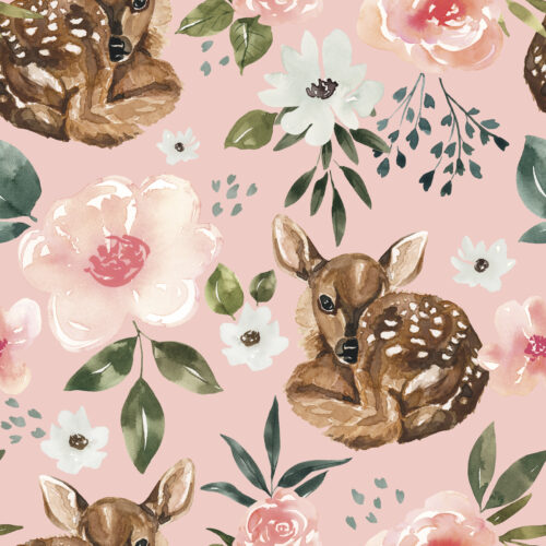 Pink Vintage Spring Fawn Floral