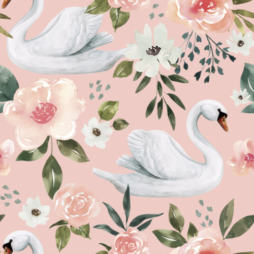 Pink Vintage Spring Swan Floral