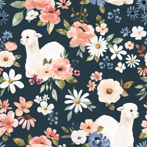 Wanderlust LlamaFloral Navy