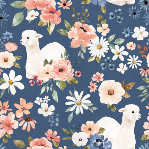 Wanderlust LlamaFloral Periwinkle