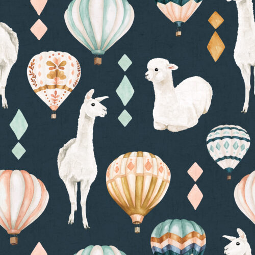 Wanderlust LlamasBalloons Navy