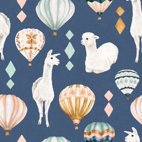 Wanderlust LlamasBalloons Periwinkle