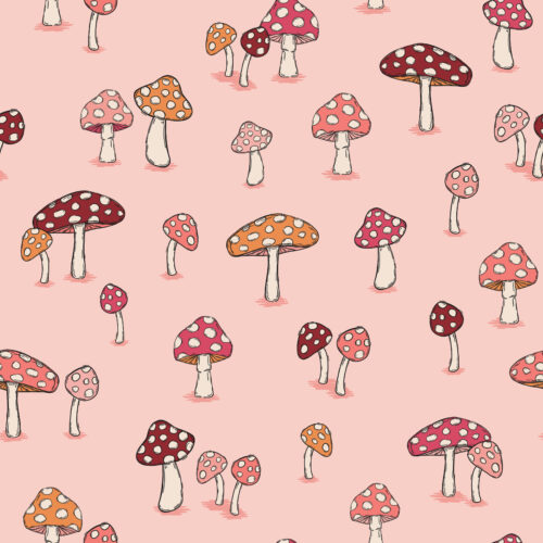 WhimsicalWinter Mushrooms Pink