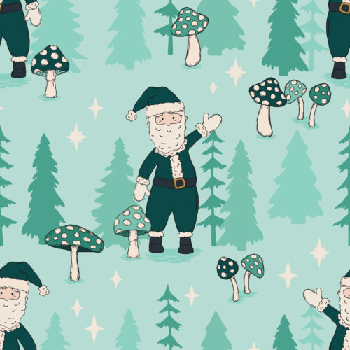 WhimsicalWinter SantaClaus BlueGreen