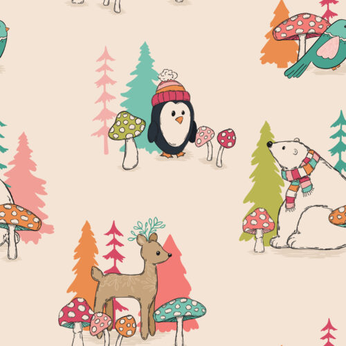 WhimsicalWinter WinterAnimals Pink
