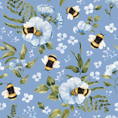 CR WildflowerFields FloralBees Blue