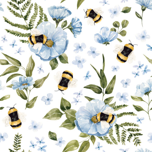 CR WildflowerFields FloralBees White