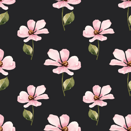 CR WildflowerFields PinkFlowers Black