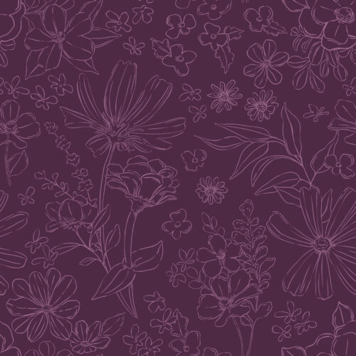 CR WildflowerFields SketchedFloral DkPurple