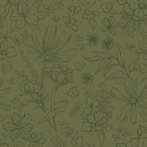 CR WildflowerFields SketchedFloral Green