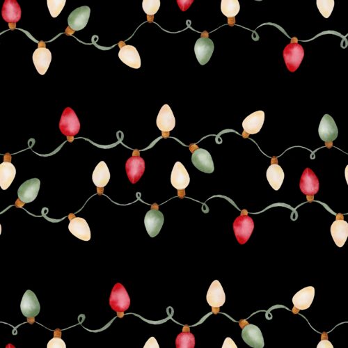 Watercolor Holiday Lights on Black