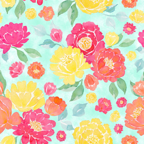 Summer Floral on Aqua