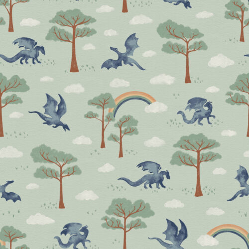 Dragon Rainbow Forest Pastel Green