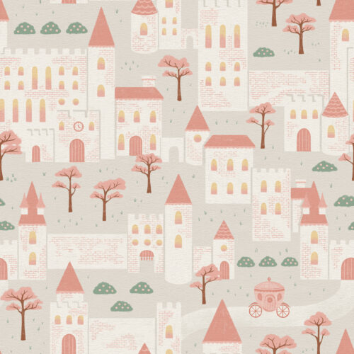 Fairytale Castle Courtyard Blossom Pink