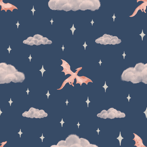 Night Flying Dragons Blossom Pink