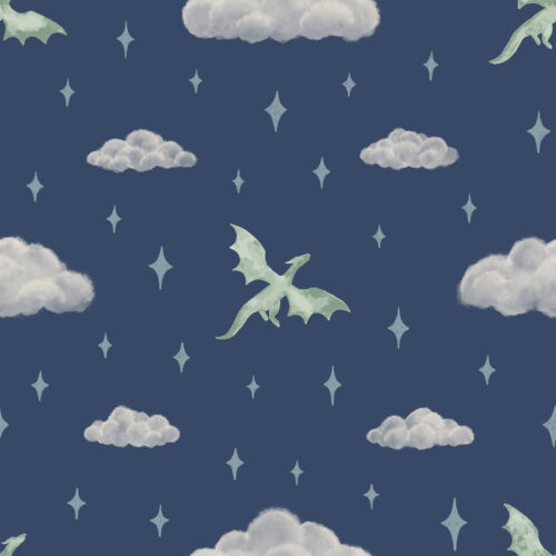Night Flying Dragons Pastel Green