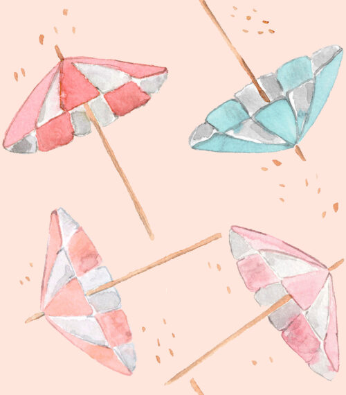 She Sells Seashells - Beach Umbrella On Peach