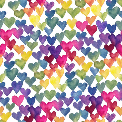 Watercolor Rainbow Hearts