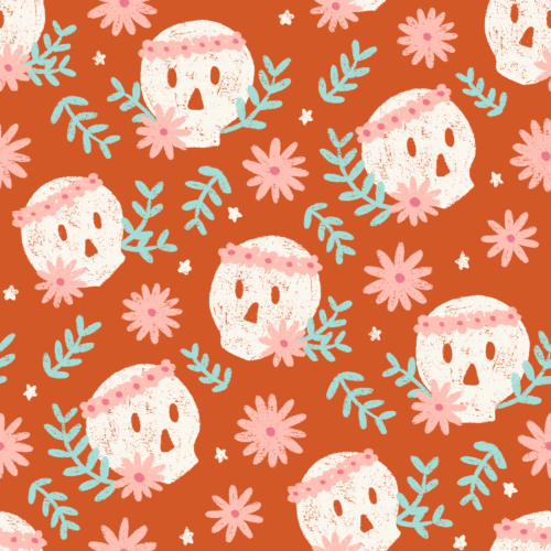 Ghost Girl Floral Skulls