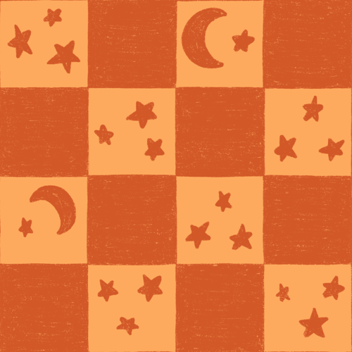 Ghost Girl Starry Check - Orange