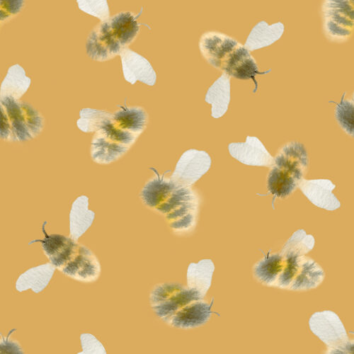 Watercolor Bumblebees on Honey