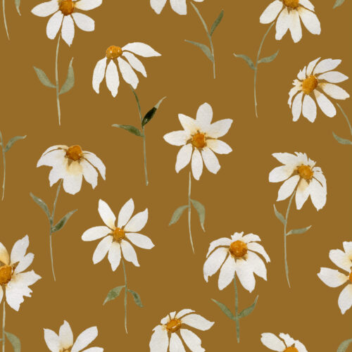 Watercolor Daisies on Gold