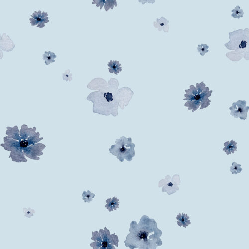 Delicate Dancing Flowers Blue