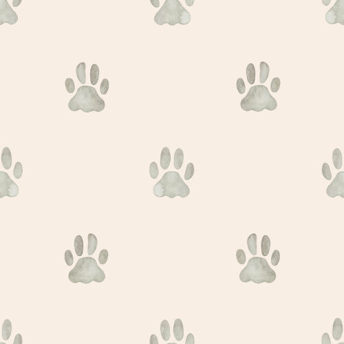 Watercolor Cat Paw Prints Cream