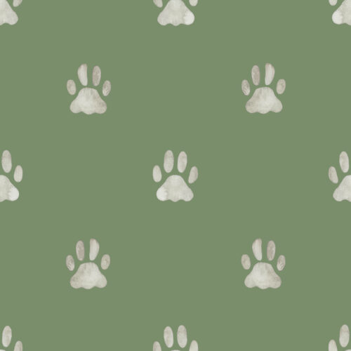 Watercolor Cat Paw Prints Green
