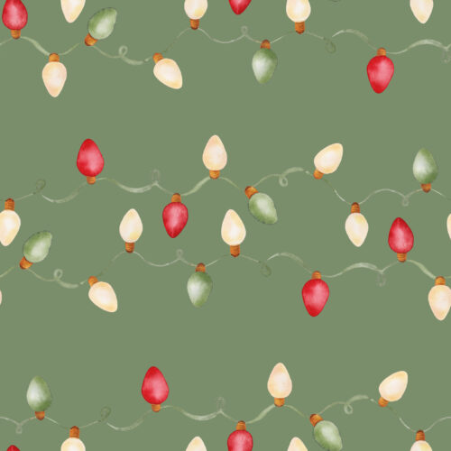 Watercolor Christmas Lights Green