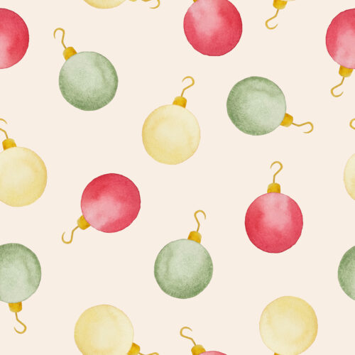 Watercolor Christmas Ornaments Cream