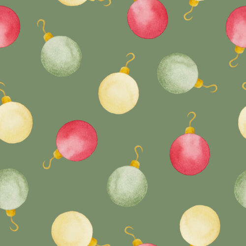 Watercolor Christmas Ornaments Green