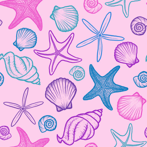 Seashells and Starfish Multicolor Soft Pink
