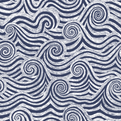 Sketchy Waves Navy White