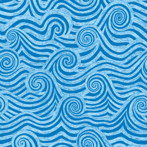 Sketchy Waves Ocean Depths Blue