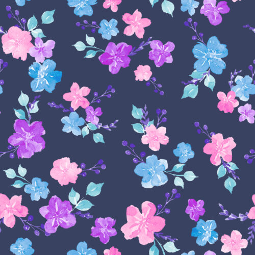 Vibrant Mermaid Floral Navy