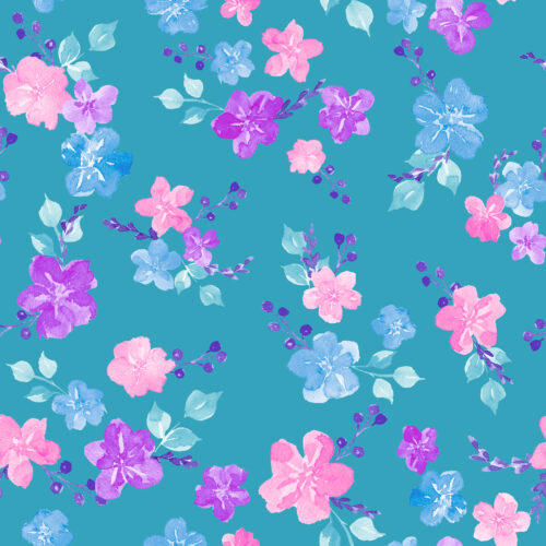 Vibrant Mermaid Floral Teal