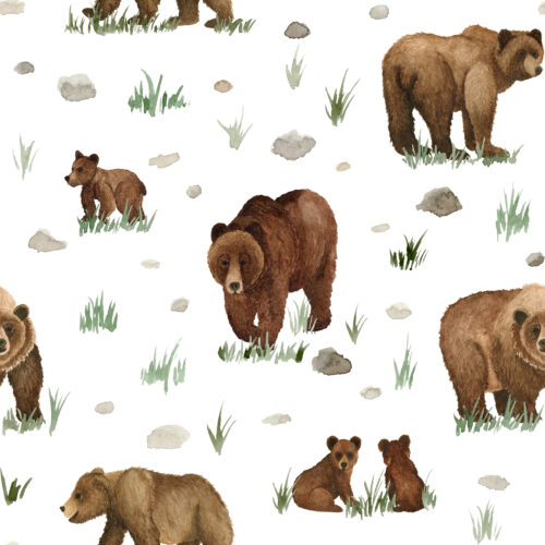 Watercolor Grizzly Bears
