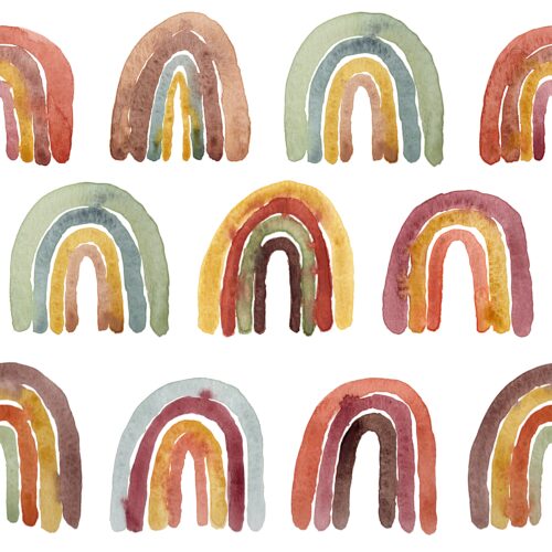 Muted Watercolor Rainbows Large