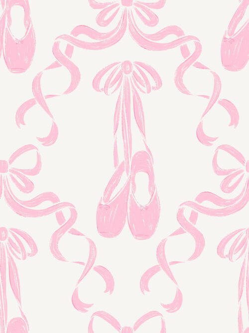 Pointe Shoe Ribbons Creamy White and Flushing Pink