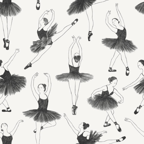Prima Ballerina Sketches Charcoal Black and Creamy White