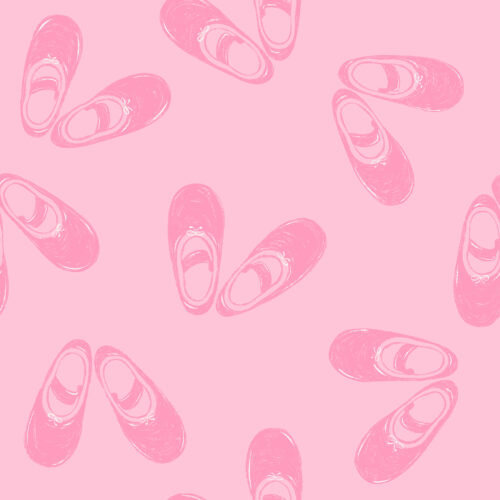 Tossed Ballet Slippers Carnation Pink and Flushing Pink