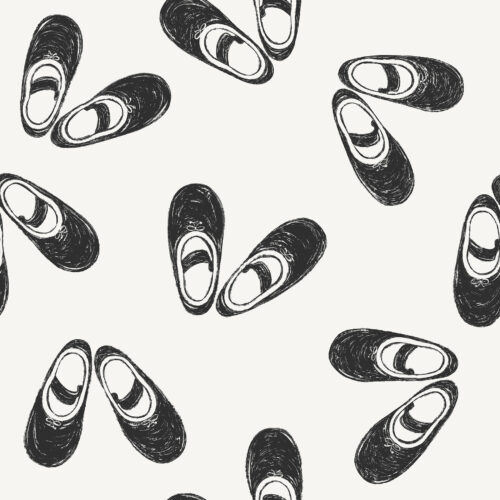 Tossed Ballet Slippers Charcoal Black and Creamy White