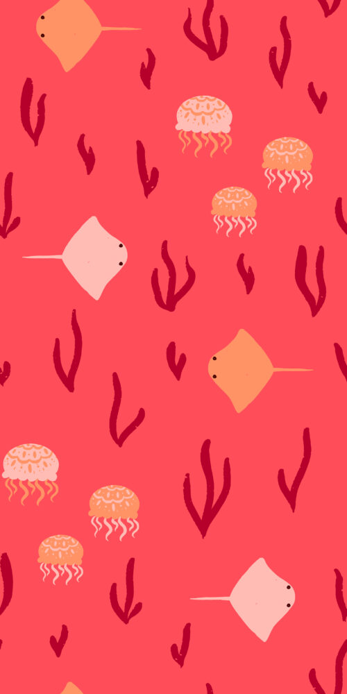 Jellyfish and Stingrays Neon Coral