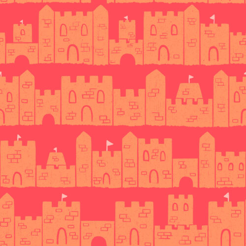 Sandcastle Castle Stripe Neon Coral